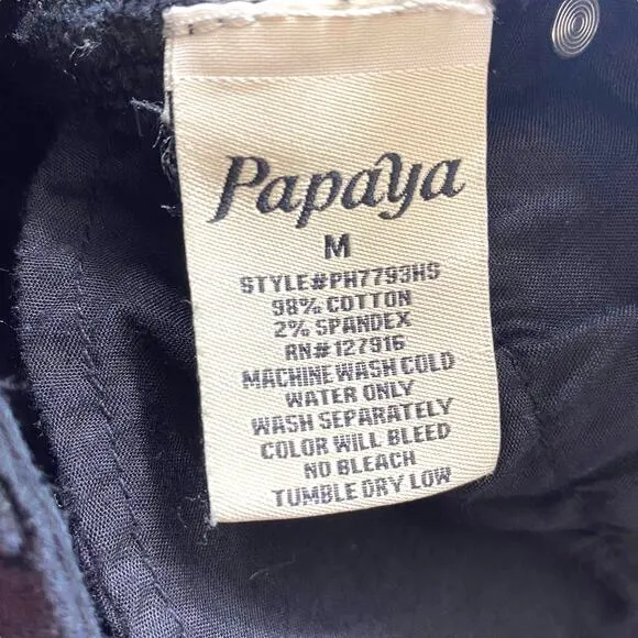 00s PAPAYA Vintage Black Mid-Rise Button Fly Stretch Shorts