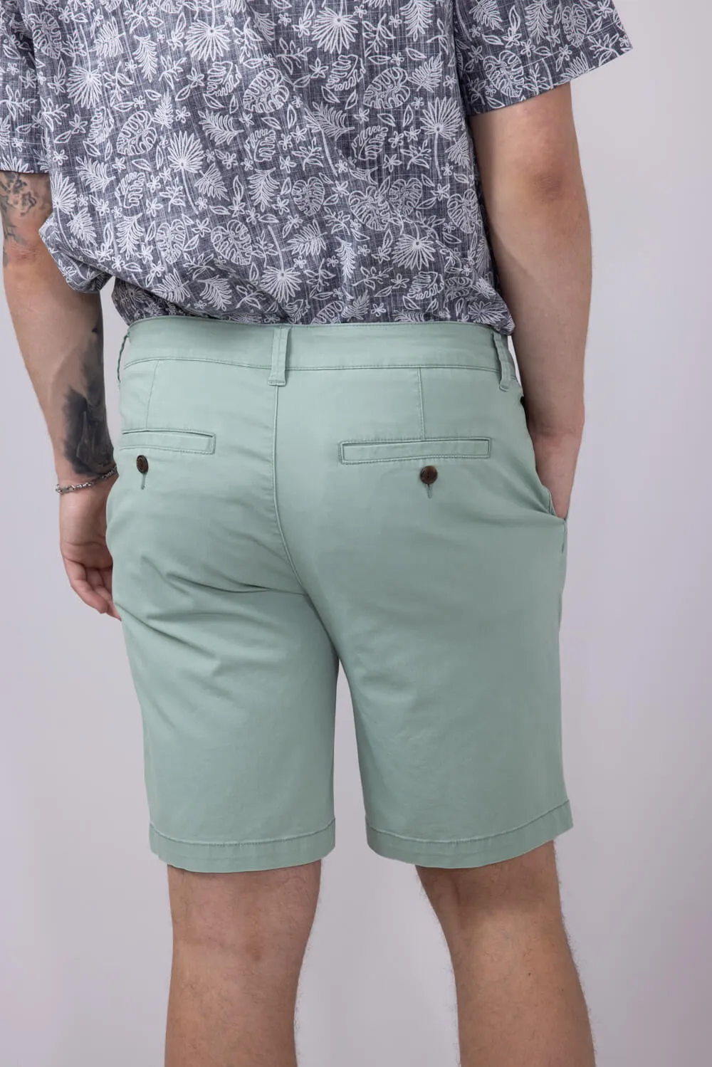 1897 Legends 9” Heavy Washed Twill Flat Front Shorts for Men in Green | 5GLL1223-GREEN
