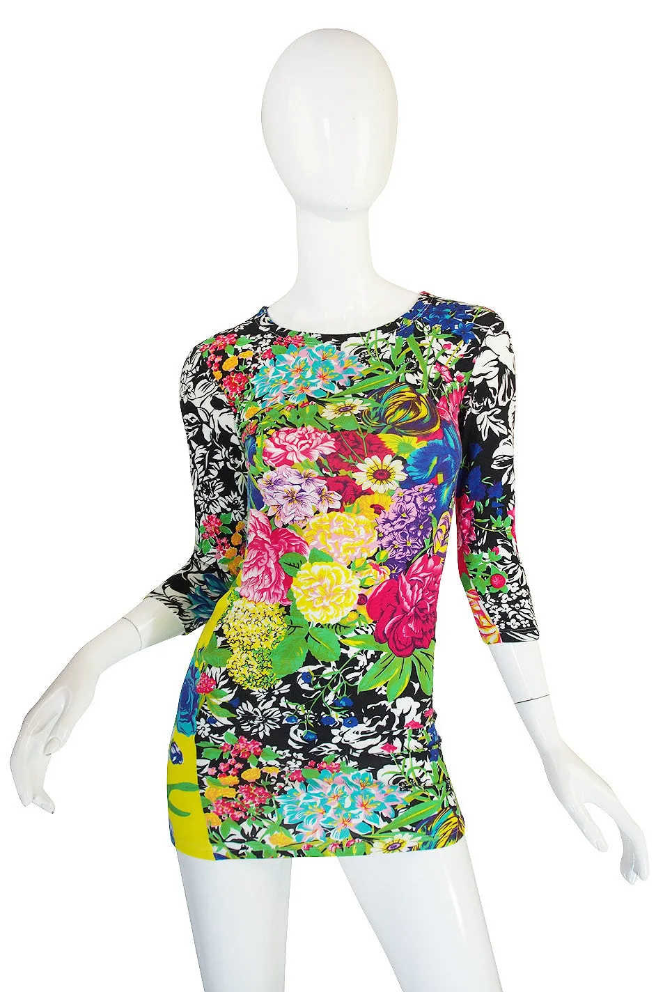 1990s Versace Versus Stretch Tee Mini Dress