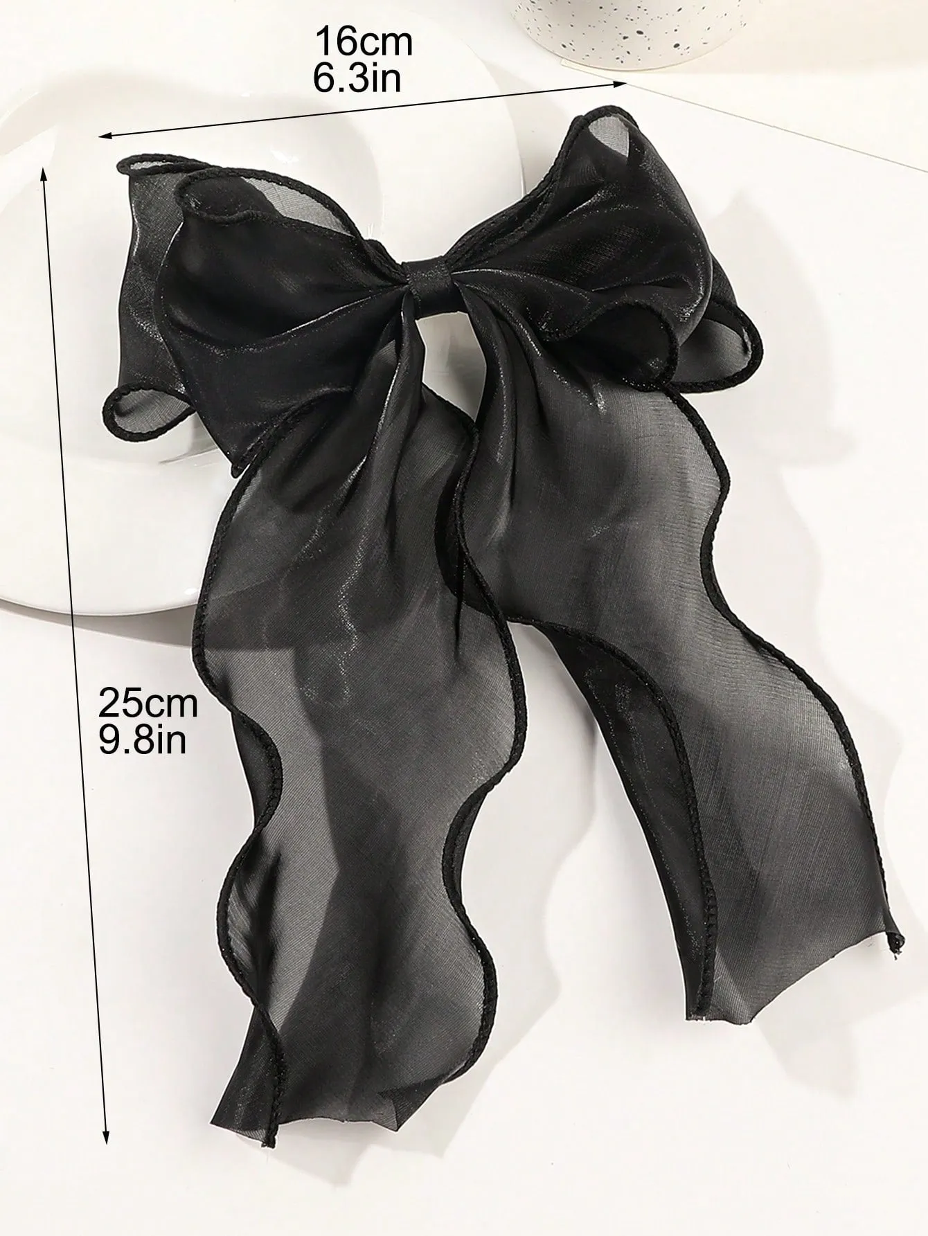 1pc Black Mesh Ribbon Bowknot