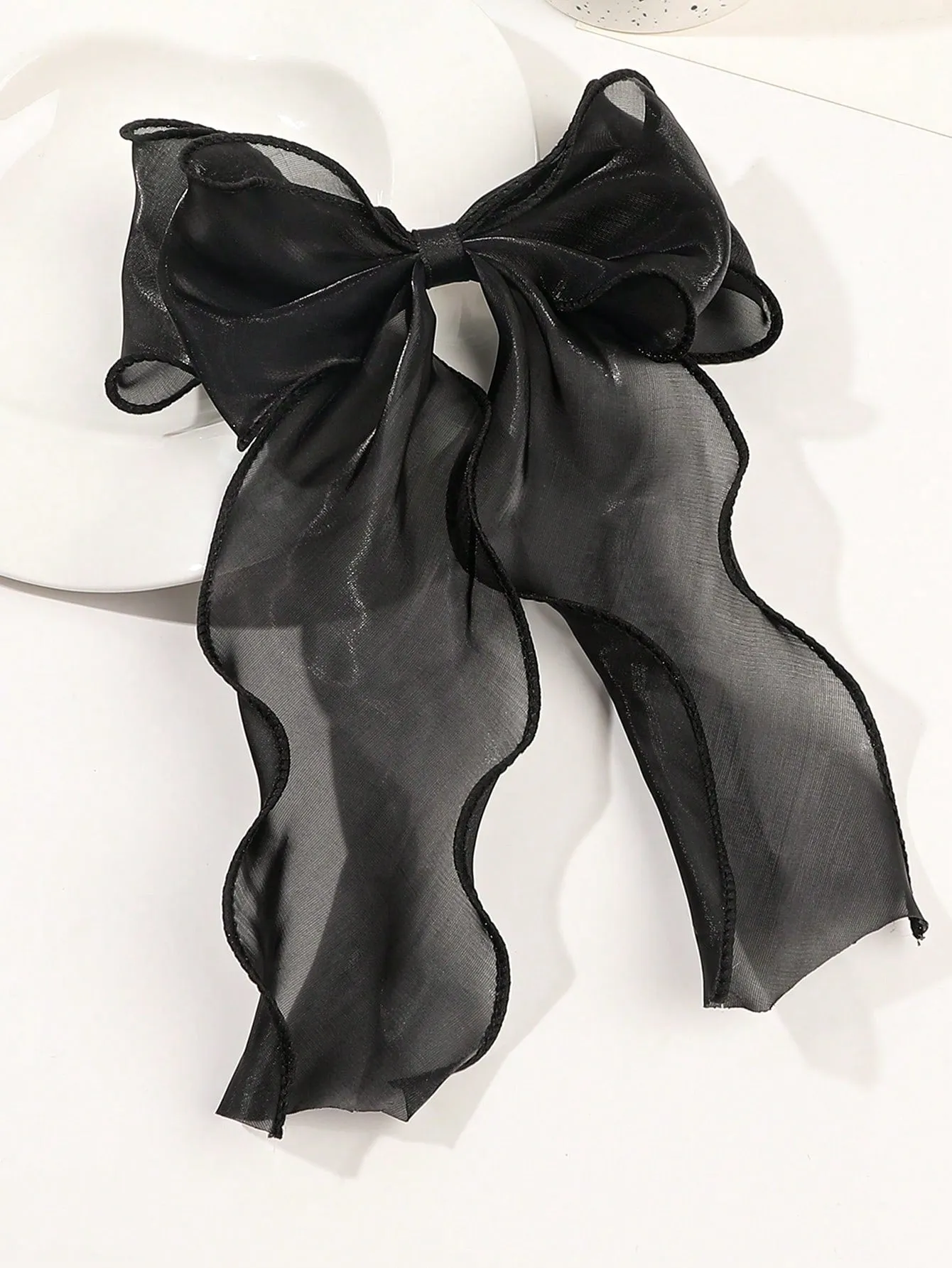 1pc Black Mesh Ribbon Bowknot