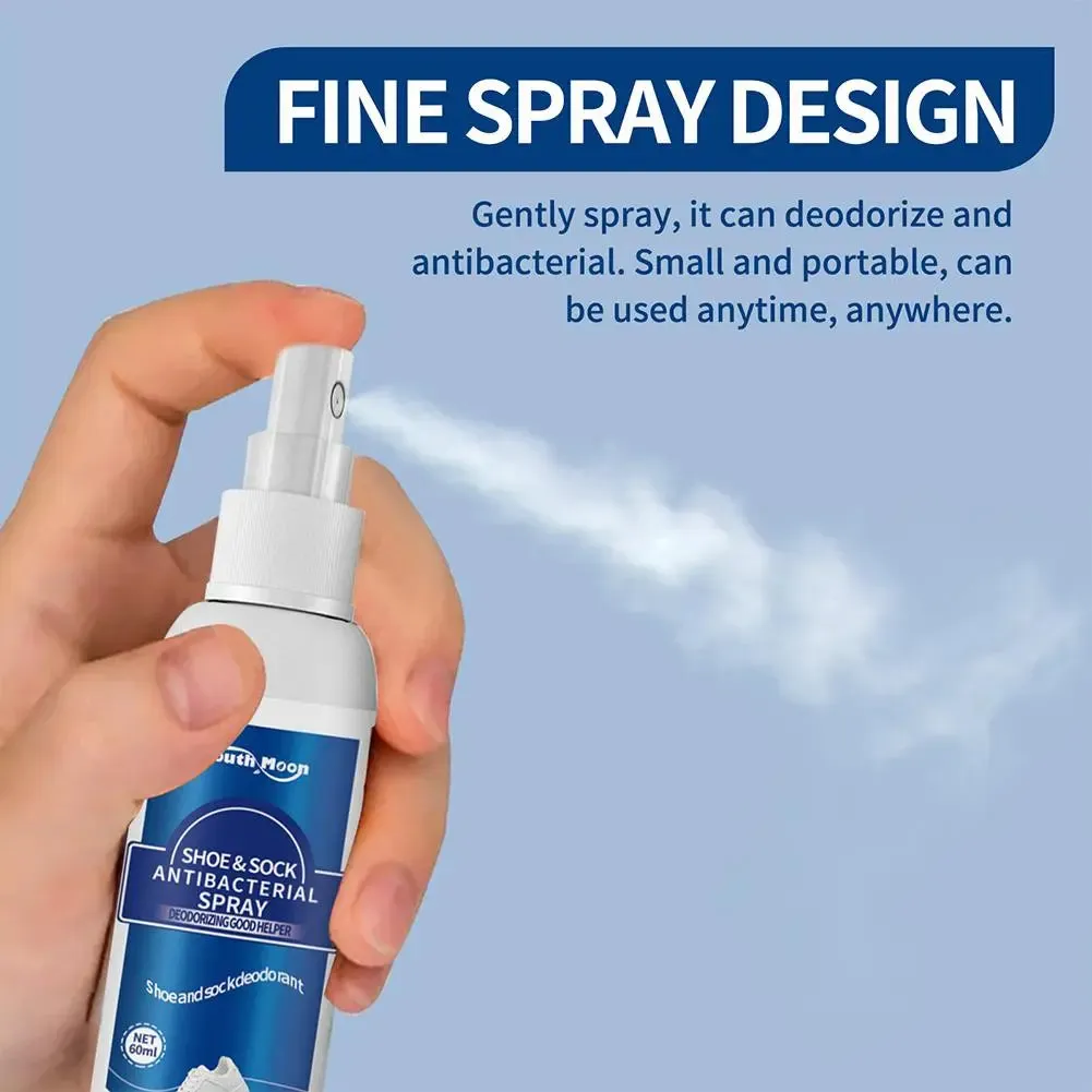 60ml Shoe Shock Antibacterial Spray Foot Odor Shoes Stink Freshener Socks Odor Remover Spray Refresh Antiperspirant