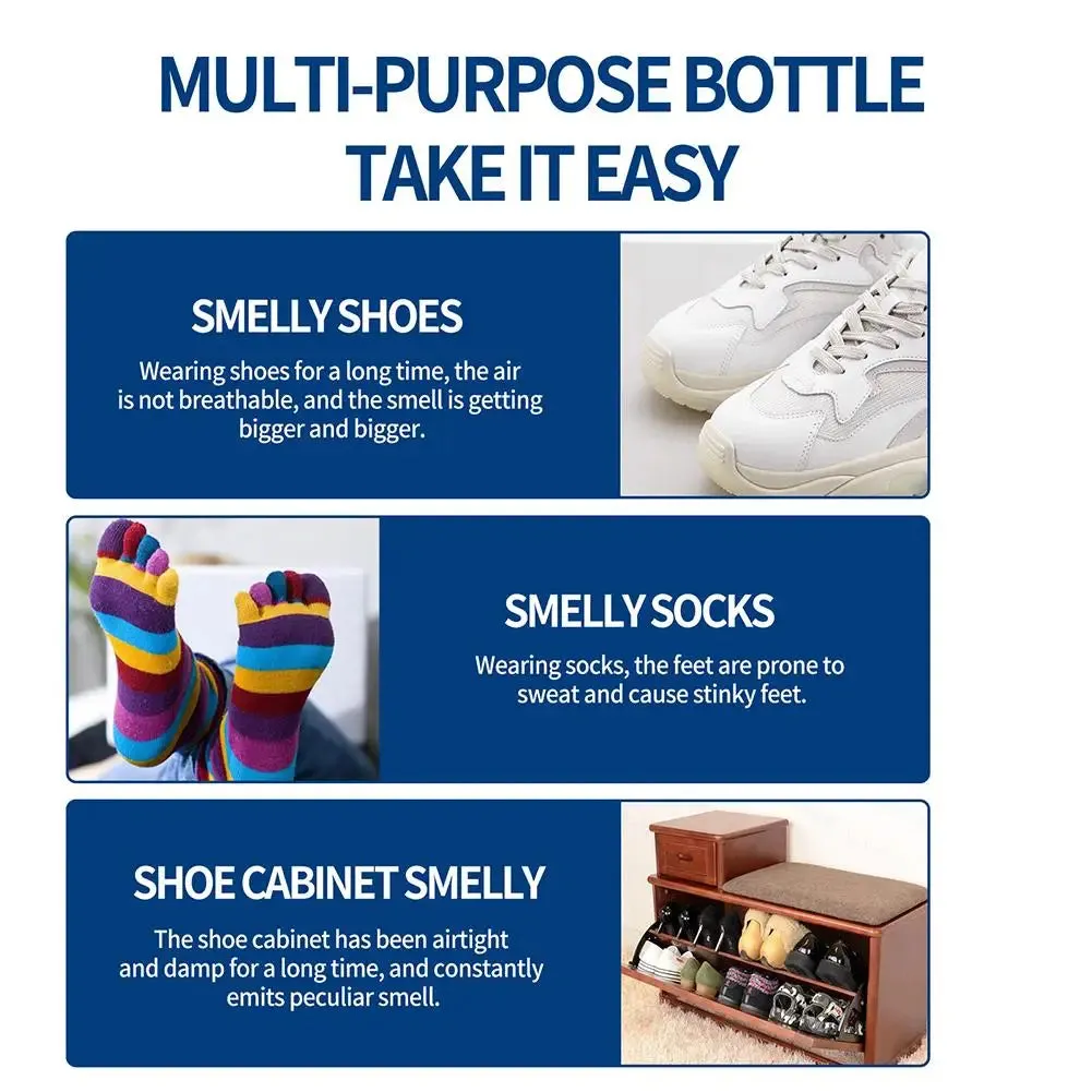 60ml Shoe Shock Antibacterial Spray Foot Odor Shoes Stink Freshener Socks Odor Remover Spray Refresh Antiperspirant