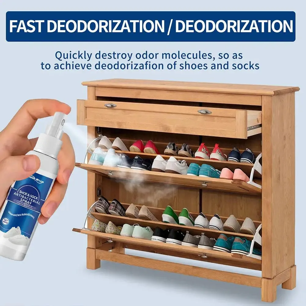 60ml Shoe Shock Antibacterial Spray Foot Odor Shoes Stink Freshener Socks Odor Remover Spray Refresh Antiperspirant