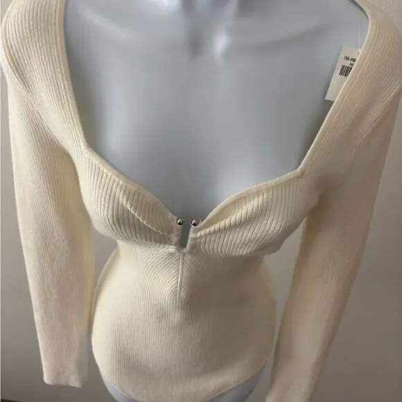 Abercrombie &amp; Fitch Bodysuit Large Ribbed V Neck Coquette Soft Girl Streetwear