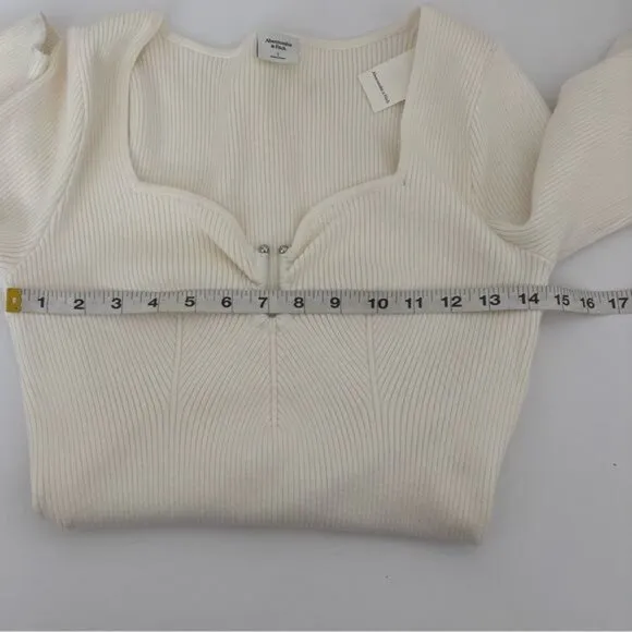 Abercrombie &amp; Fitch Bodysuit Large Ribbed V Neck Coquette Soft Girl Streetwear