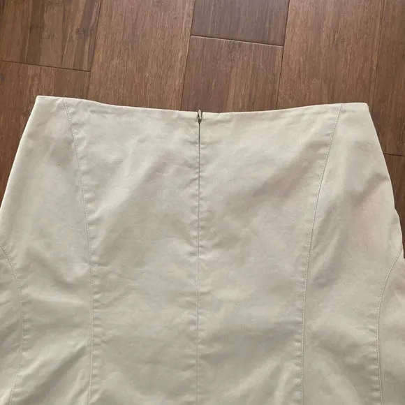 Akris Punto‎ Khaki Canvas Cotton Mini Y2K Skirt // Size US 12 F 44