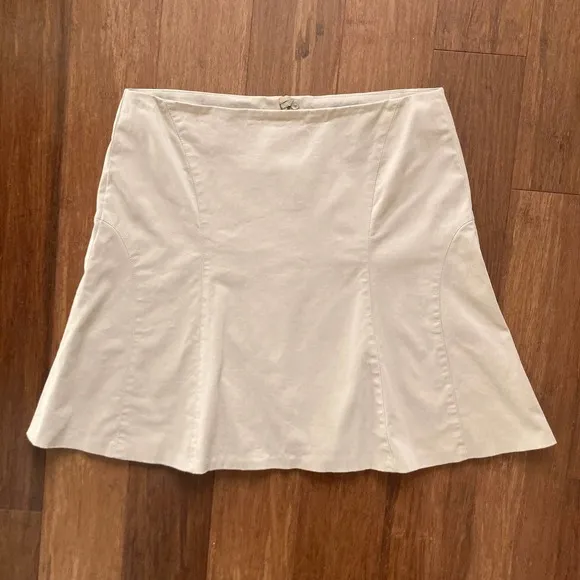 Akris Punto‎ Khaki Canvas Cotton Mini Y2K Skirt // Size US 12 F 44