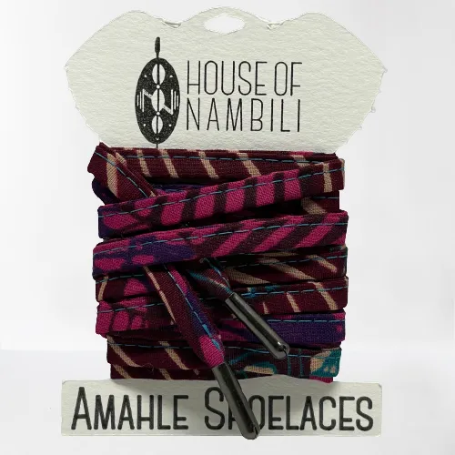 Amahle Wax Print Laces - Burgundy/Pink/Teal/Purple