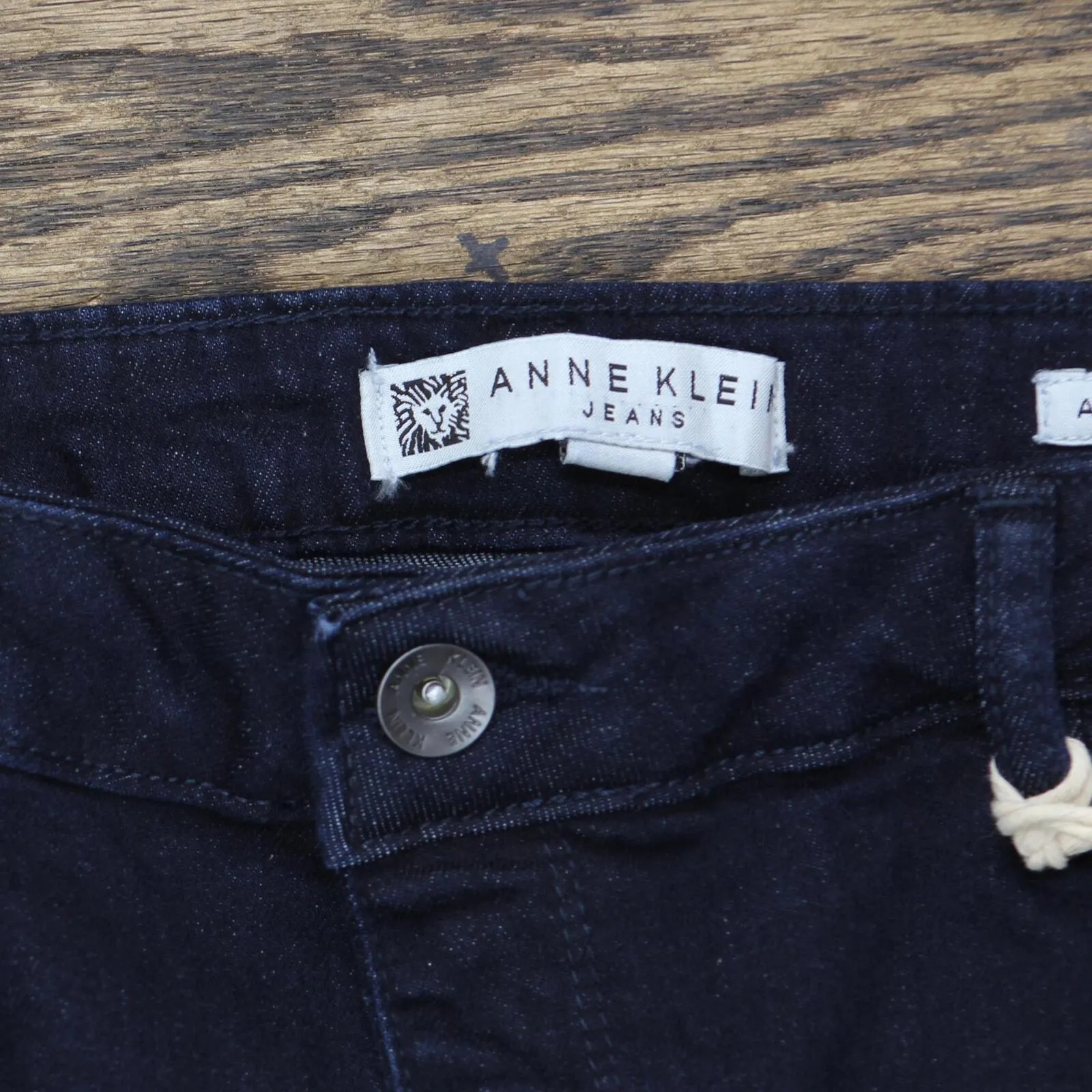 Anne Klein Womens Fly Front 5 Pocket Straight Leg Jeans Indigo Rinse Wash 12
