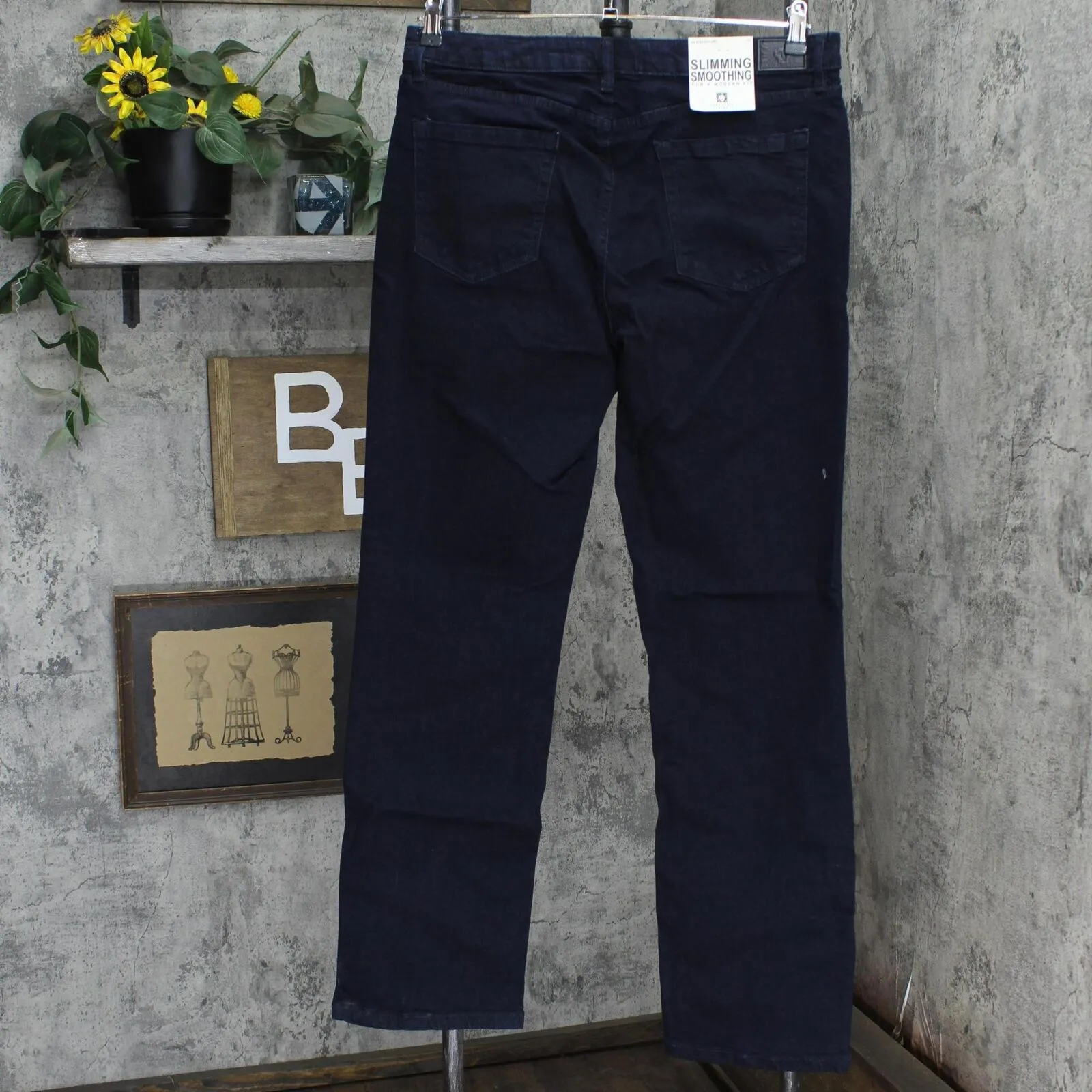 Anne Klein Womens Fly Front 5 Pocket Straight Leg Jeans Indigo Rinse Wash 12