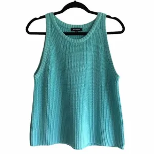 ANTHRO 525 AMERICA Cotton Knit Tank Top Sleeveless Sweater Blue L