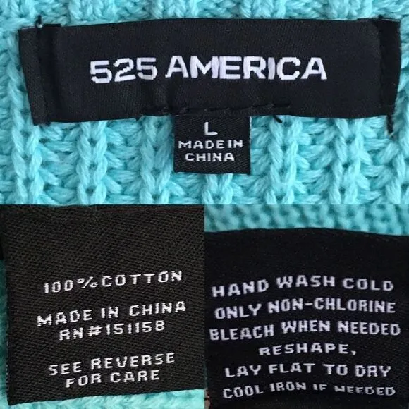 ANTHRO 525 AMERICA Cotton Knit Tank Top Sleeveless Sweater Blue L