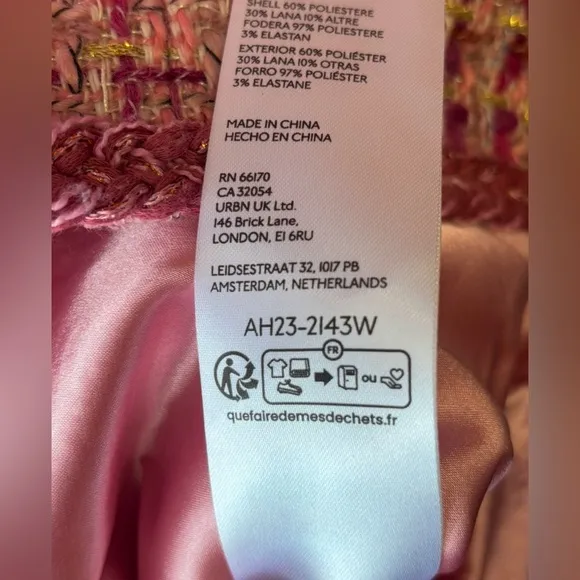 Anthropologie NWT Bright Pink/ Rose Tweed Blazer in Medium, Wool Blend 💕💕💕
