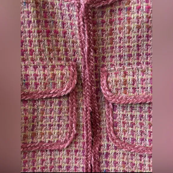 Anthropologie NWT Bright Pink/ Rose Tweed Blazer in Medium, Wool Blend 💕💕💕