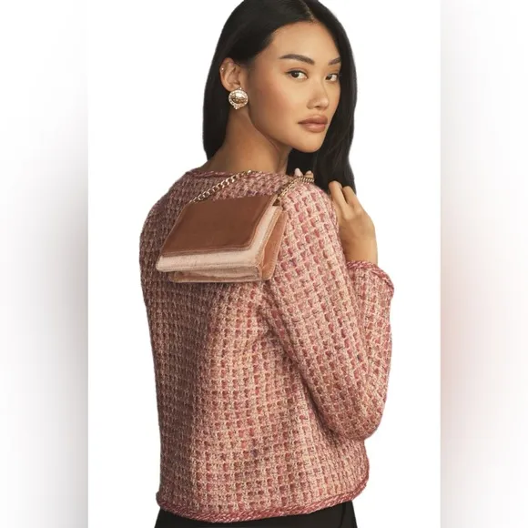 Anthropologie NWT Bright Pink/ Rose Tweed Blazer in Medium, Wool Blend 💕💕💕