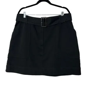 Banana Republic Black Canvas Twill Skirt Womens 18 Belted Academia Preppy Grunge