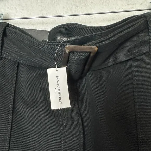 Banana Republic Black Canvas Twill Skirt Womens 18 Belted Academia Preppy Grunge