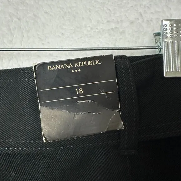 Banana Republic Black Canvas Twill Skirt Womens 18 Belted Academia Preppy Grunge