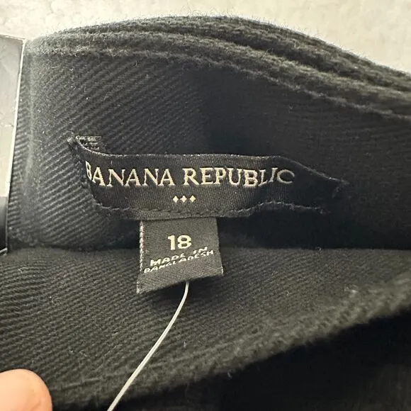 Banana Republic Black Canvas Twill Skirt Womens 18 Belted Academia Preppy Grunge