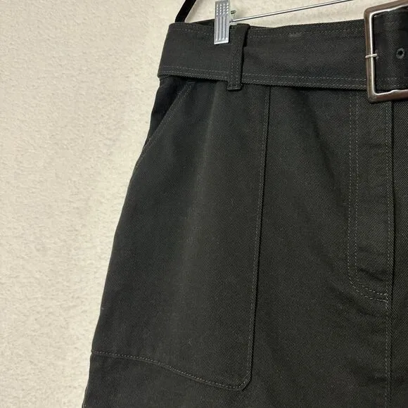 Banana Republic Black Canvas Twill Skirt Womens 18 Belted Academia Preppy Grunge