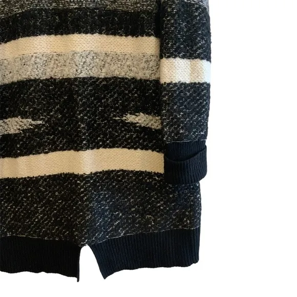 Banana Republic Landscape Long Black Grey Cream Open Front Cardigan Size Medium
