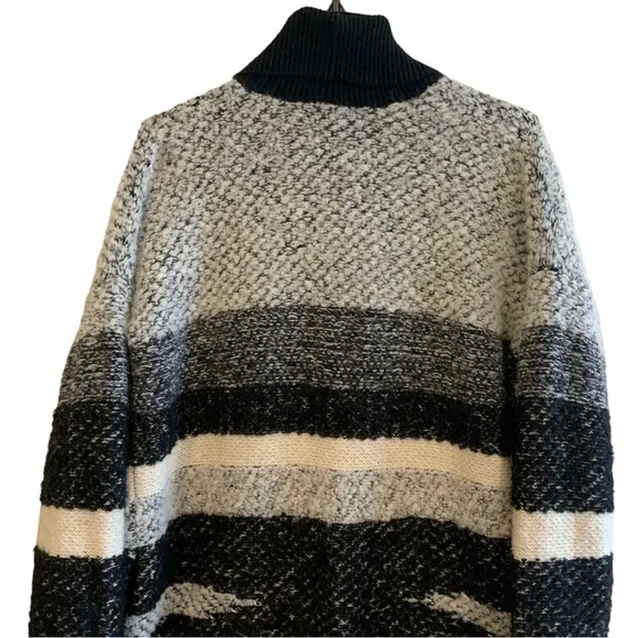 Banana Republic Landscape Long Black Grey Cream Open Front Cardigan Size Medium