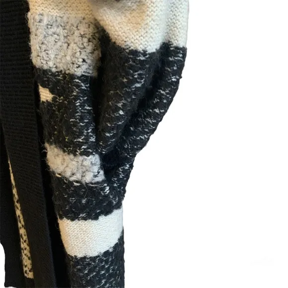 Banana Republic Landscape Long Black Grey Cream Open Front Cardigan Size Medium