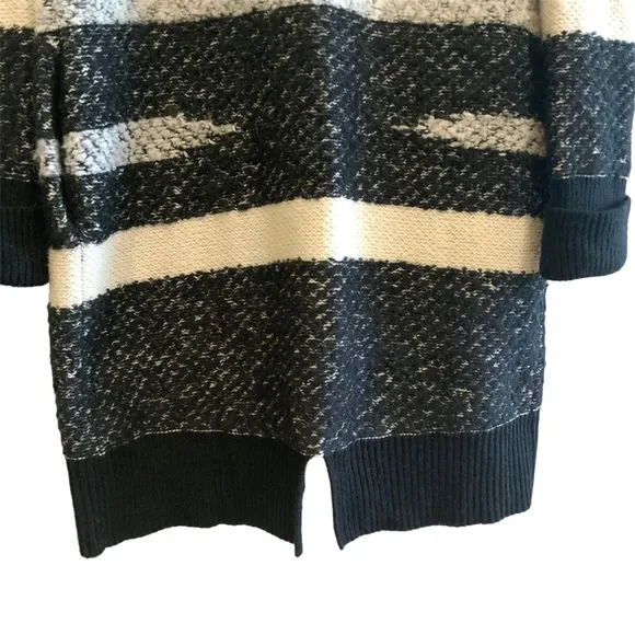 Banana Republic Landscape Long Black Grey Cream Open Front Cardigan Size Medium