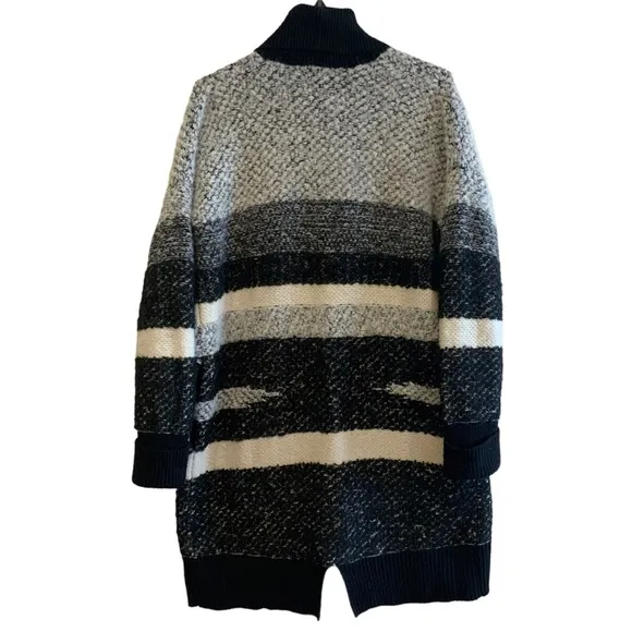 Banana Republic Landscape Long Black Grey Cream Open Front Cardigan Size Medium