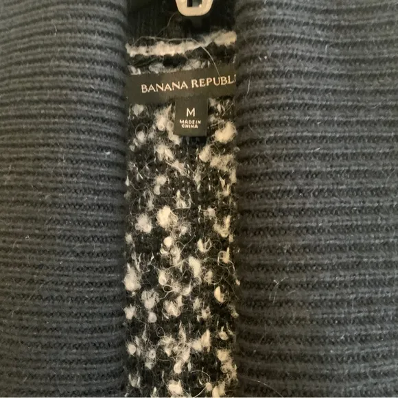 Banana Republic Landscape Long Black Grey Cream Open Front Cardigan Size Medium