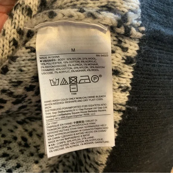 Banana Republic Landscape Long Black Grey Cream Open Front Cardigan Size Medium