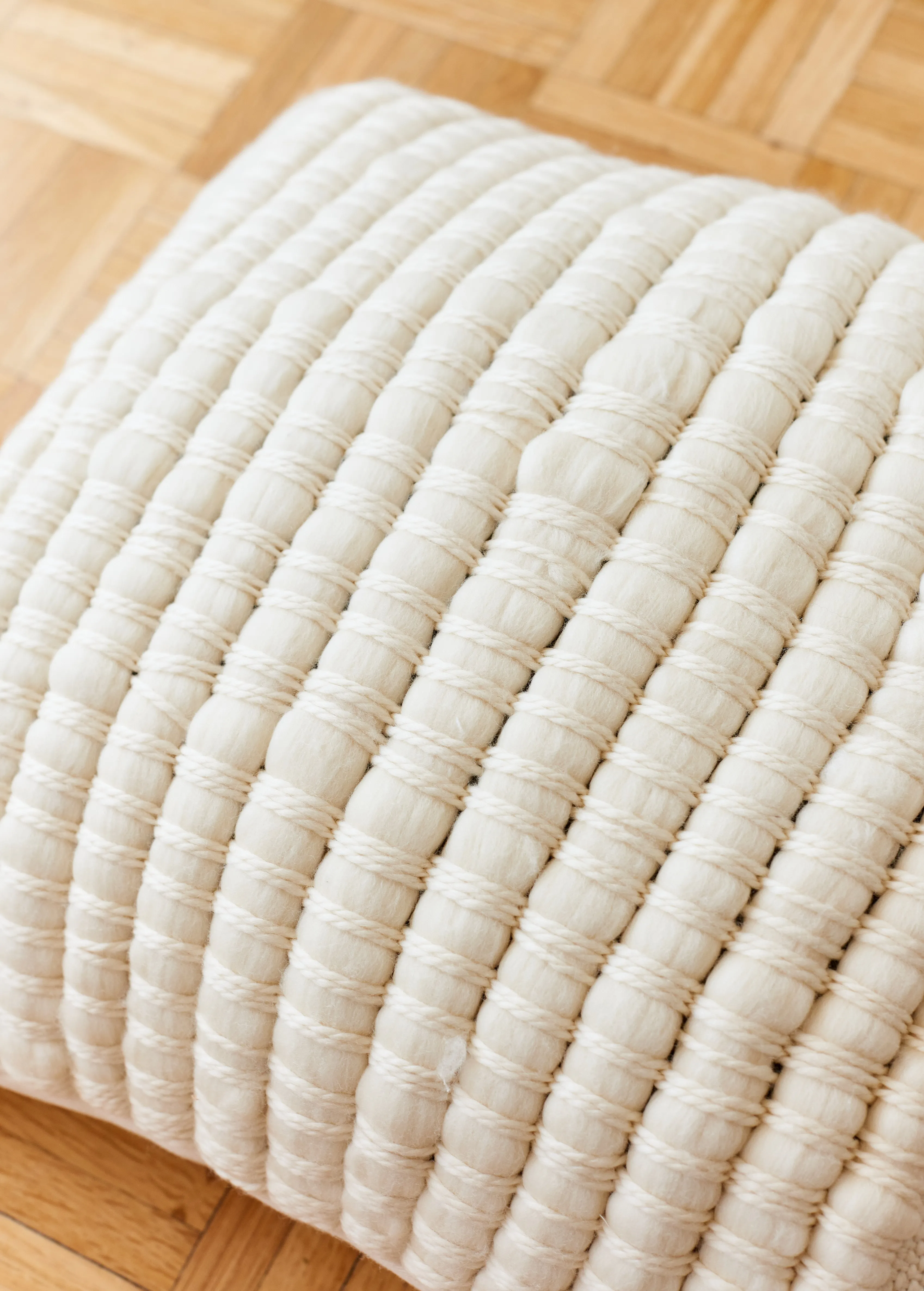Basket Weave Cushion Cover Ivory Merino Wool Nube 18x18