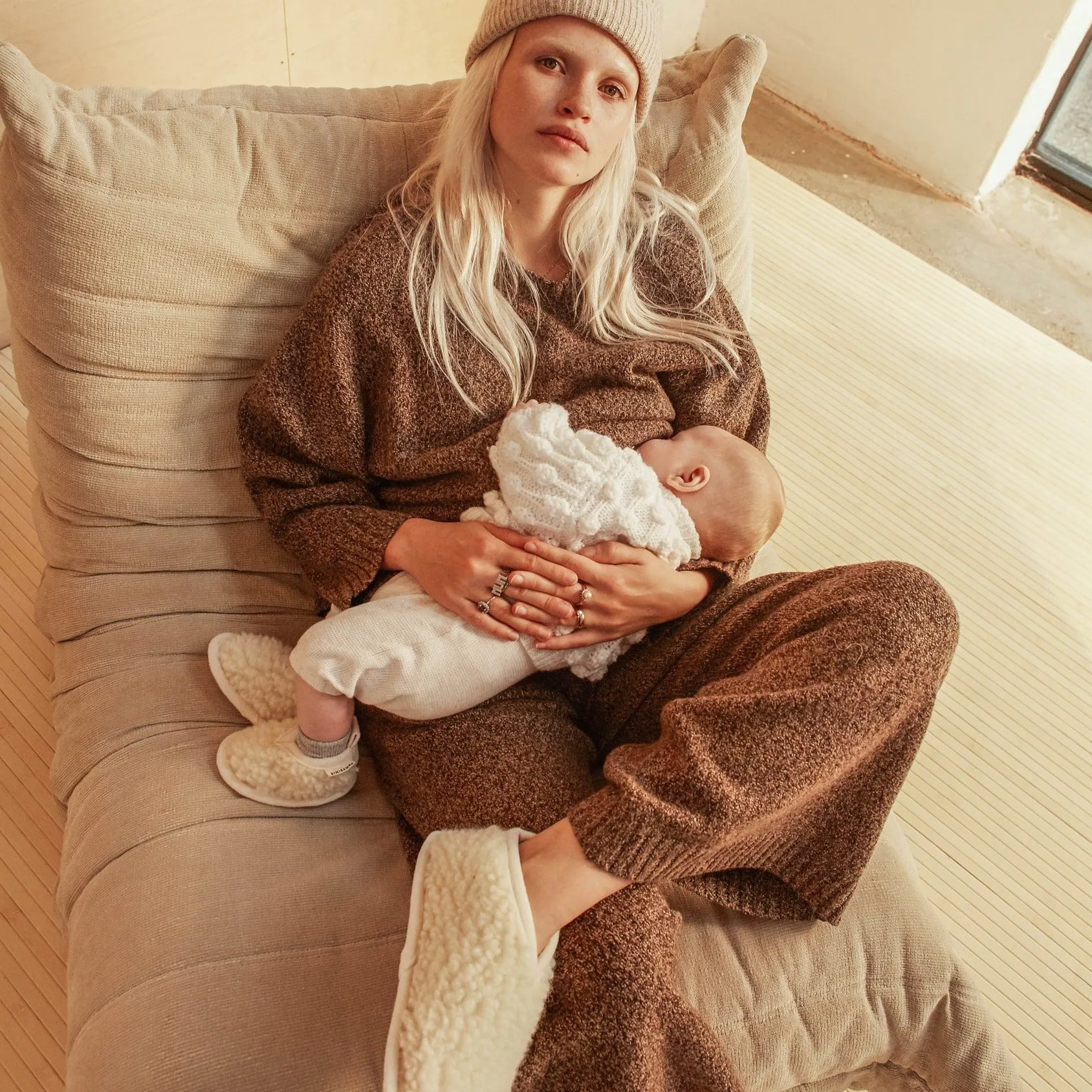 Bini Merino Wool Baby Booties (Milk)