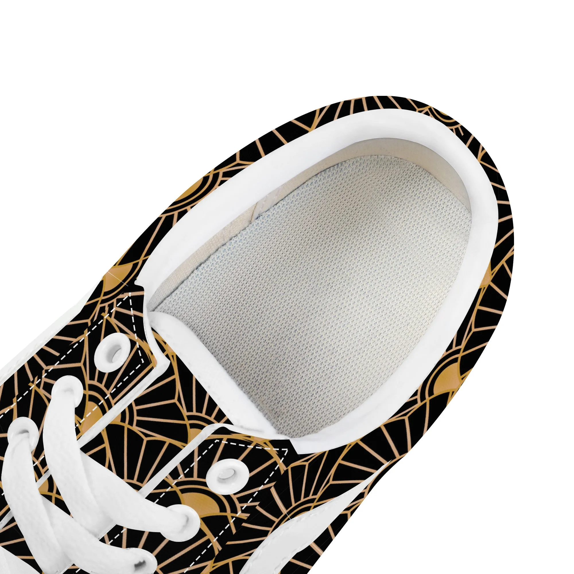 Black and Gold Low Top Flat Sneaker