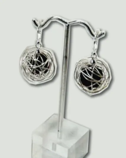 Black and Silver Wire Balls Mesh Necklace