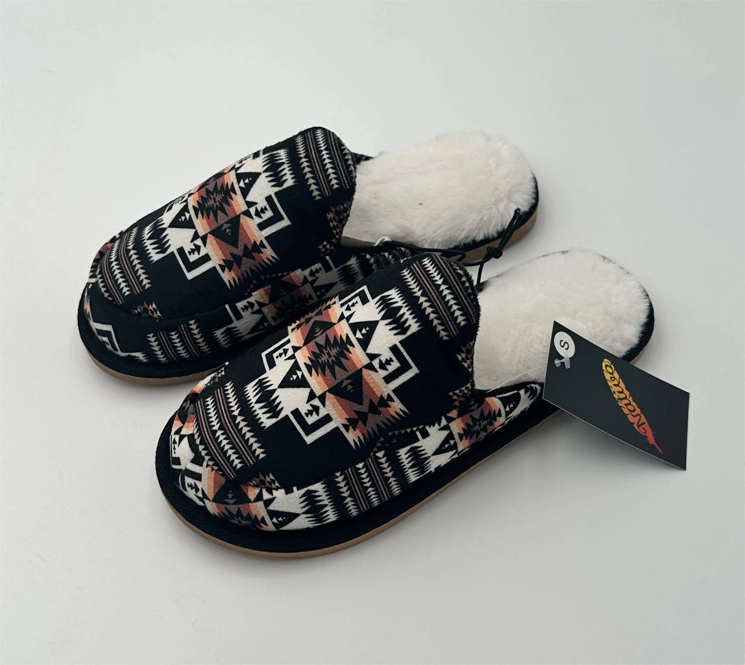 Black Aztec Slippers