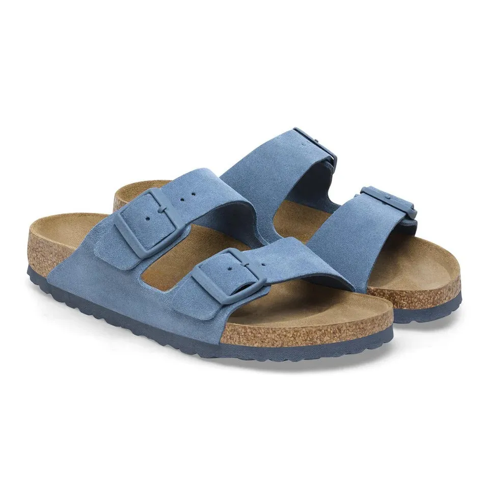Blue Suede Leather Ease Comfort Slippers with Buckle - Slippers