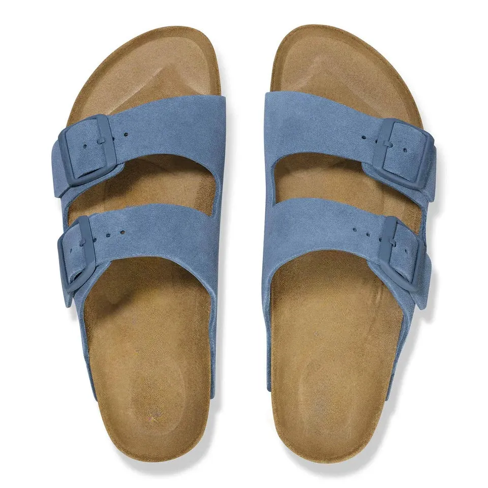 Blue Suede Leather Ease Comfort Slippers with Buckle - Slippers