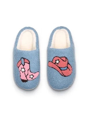 Blue Western Cowgirl Slippers