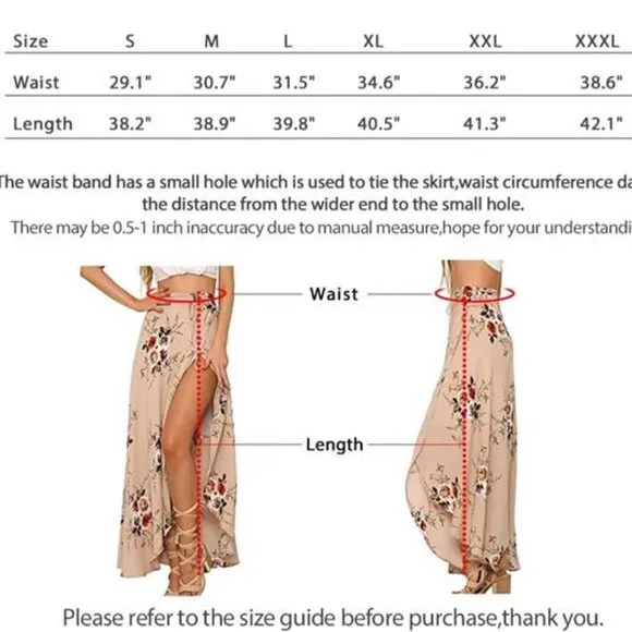 Boho Nude Floral Print Tie Waist Wrap Maxi Skirt Leg Slit Flowy Skirt Cover Up