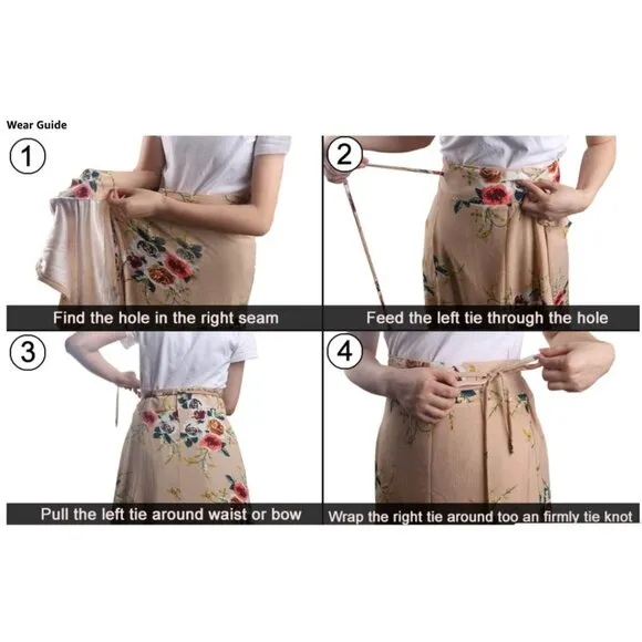 Boho Nude Floral Print Tie Waist Wrap Maxi Skirt Leg Slit Flowy Skirt Cover Up
