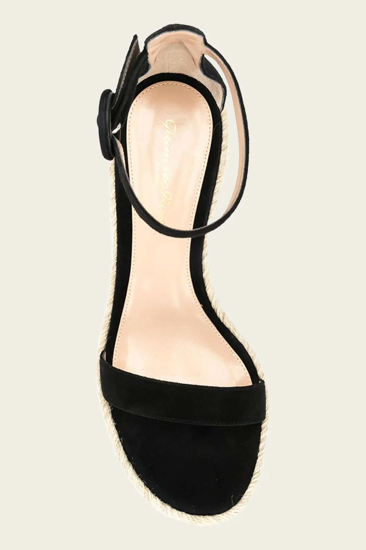 Braided Suede Platform Sandals in Black Natural