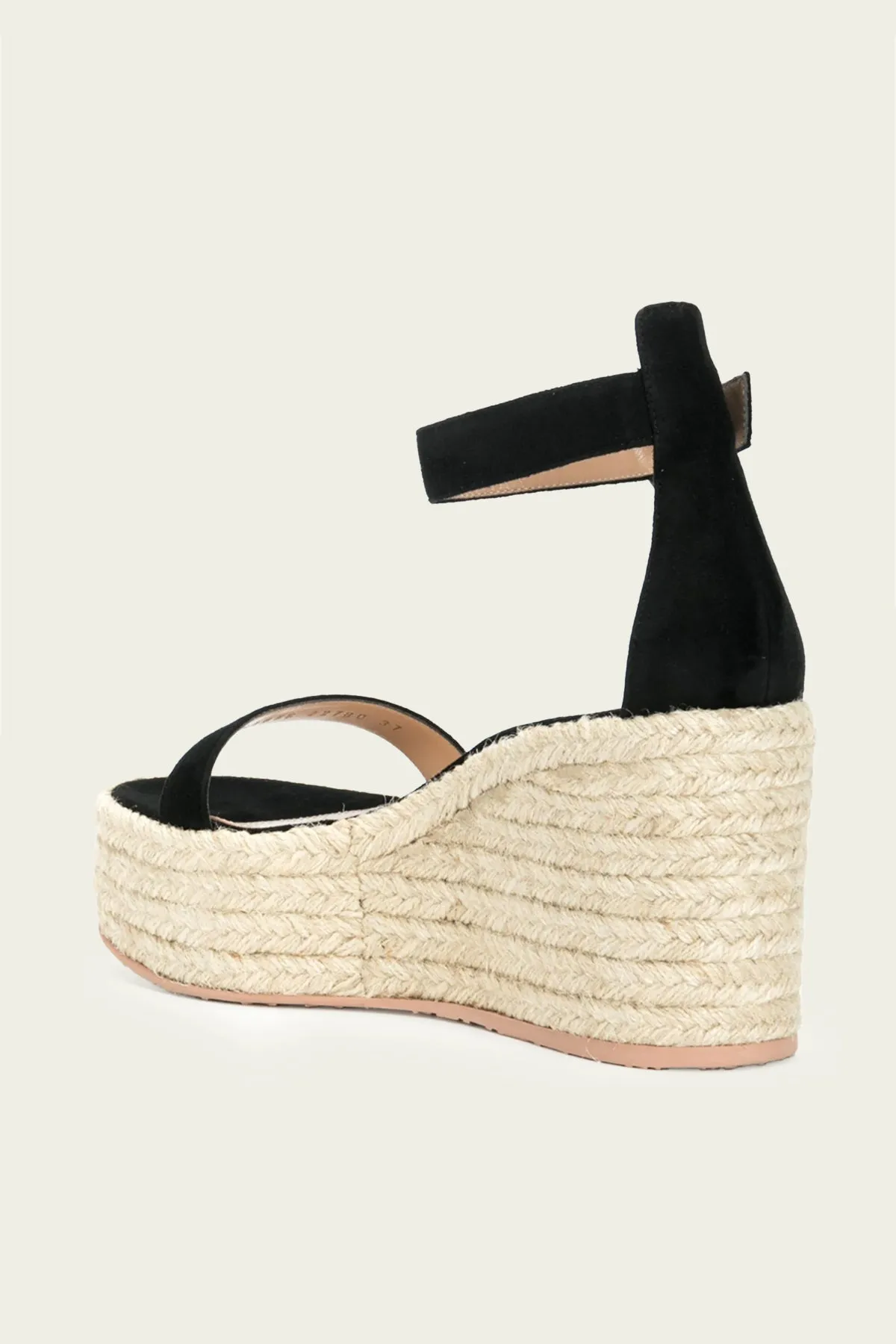 Braided Suede Platform Sandals in Black Natural