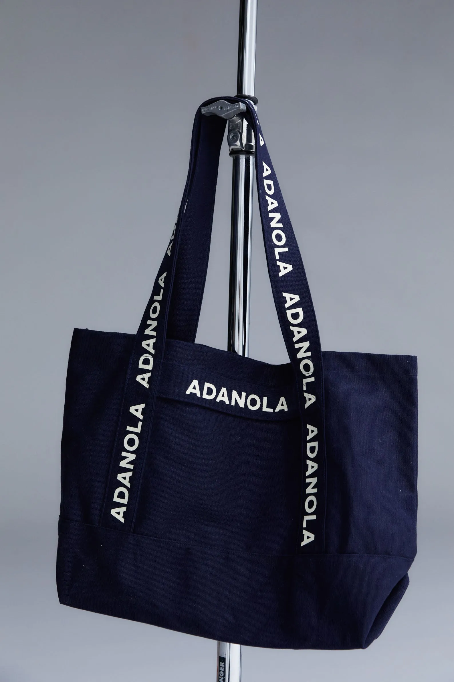Branded Strap Tote Bag - Navy Blue