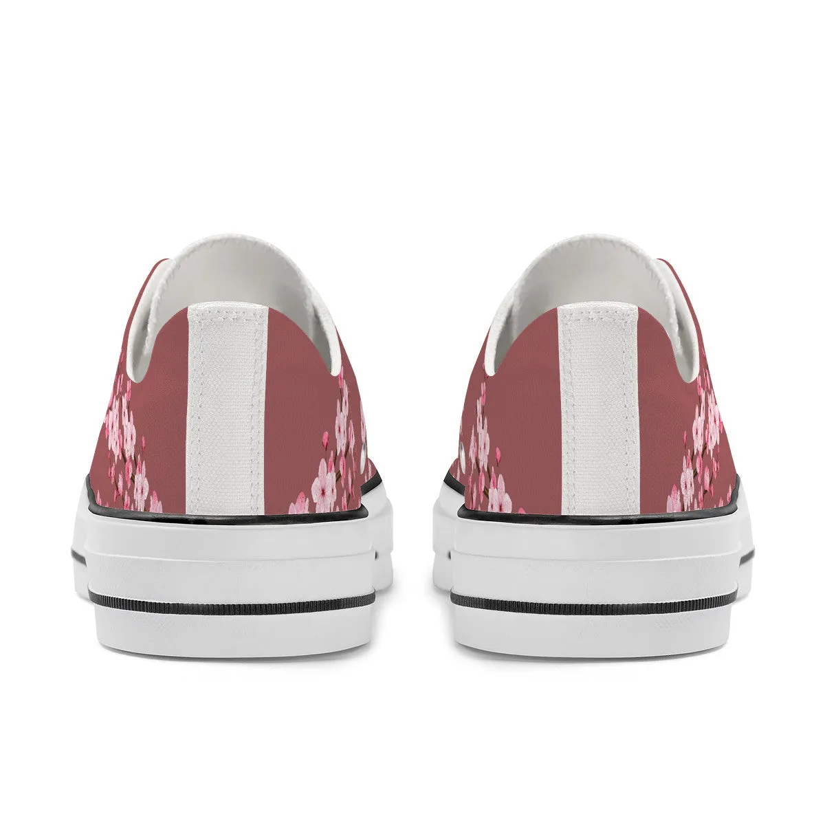 Burgundy Sakura Low Top Canvas Shoes