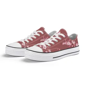 Burgundy Sakura Low Top Canvas Shoes