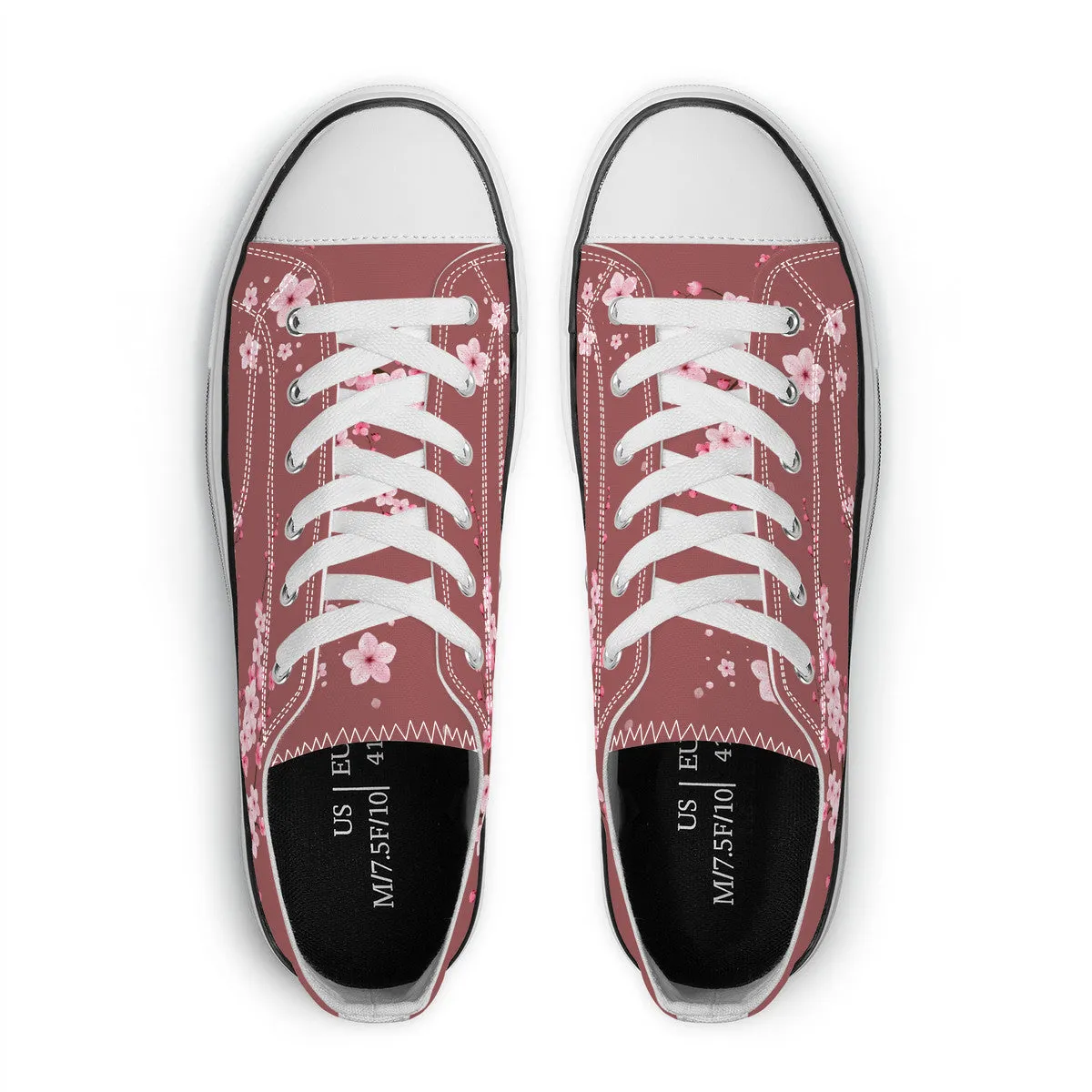 Burgundy Sakura Low Top Canvas Shoes