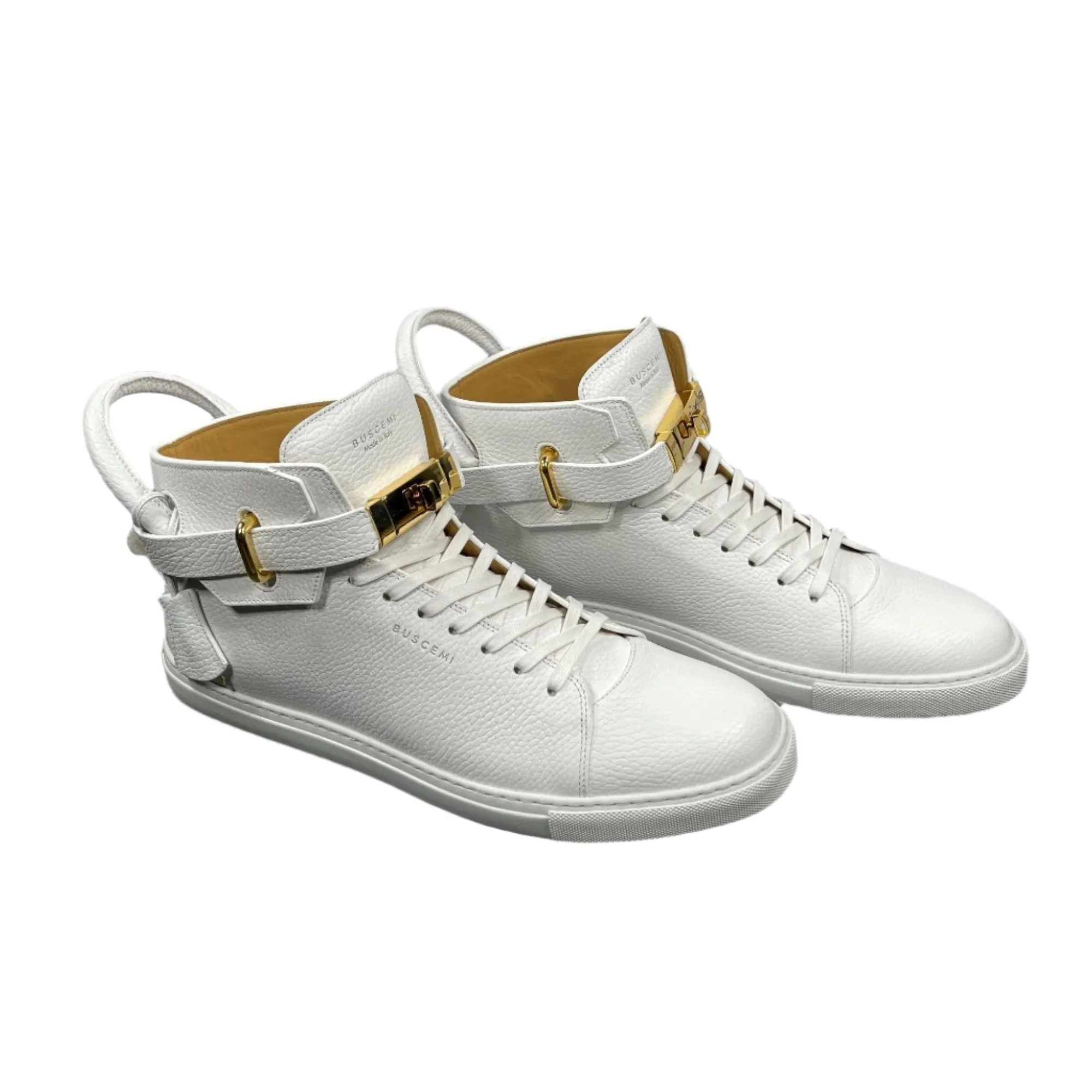 Buscemi Men's 100MM White Leather Sneakers SAMPLE