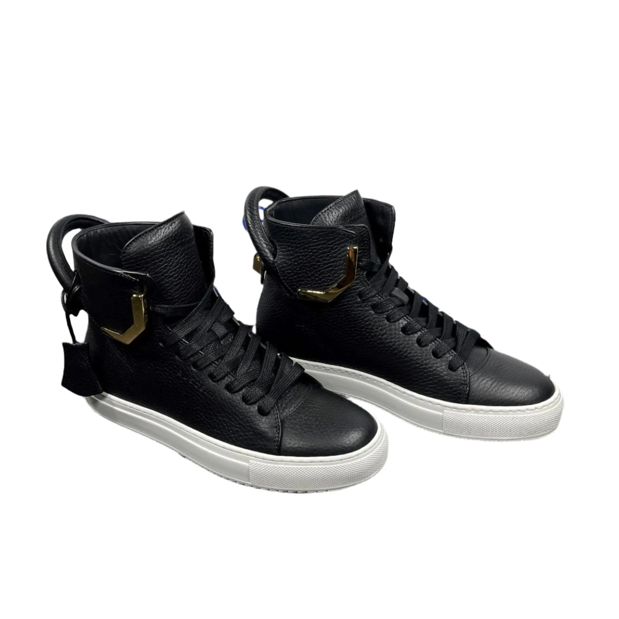 Buscemi Mens 125MM Corner Metal Black Leather Sneakers